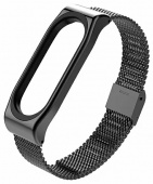Ремешок сетчатый металлический с застежкой для Mi Band 5, черный - фото