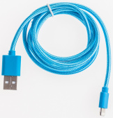 Кабель для Xiaomi, Prolike USB - 8 pin нейлоновая оплетка, 1,2 м, голубой  - фото